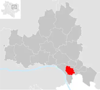 Lage der Gemeinde Bisamberg im Bezirk Korneuburg (anklickbare Karte)