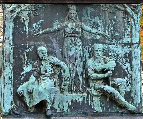 Germania hält schützend ihre Arme über die Kruppschen Schmiede.