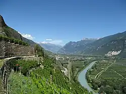 Rhonetal aufwärts oberhalb von Sitten