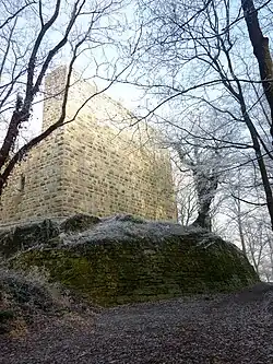 Futtermauer unterhalb der Schildmauer der Burg Blankenhorn (Eibensbach)