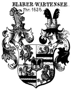 Wappen der Freiherren Blarer von Wartensee in Siebmachers Wappenbüchern[3]
