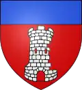 Eine Zinnenturmruine im Wappen von Aranc