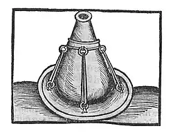 Cucurbit mit Bleiringen zur Beschwerung im Balneum Mariae. 1500[13]