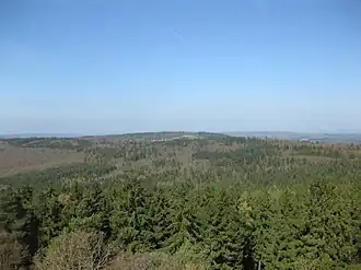 Blick vom Aussichtsturm auf dem Hausberg zum Gaulskopf, davor Espa
