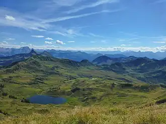 Blick von der Sünser Spitze in den Bregenzerwald und auch auf den Portlakopf