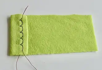 Maschineller Blindstich, linke Stoffseite