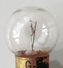 Blinken­des Glüh­lämp­chen mit Bi­me­tall­schal­ter (die Ani­ma­tion in Zeit­lupe zeigt den Au­gen­blick, in dem der Schal­ter öffnet)