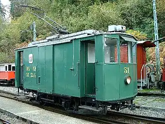 Posttriebwagen der Strassenbahn Altstätten–Berneck bei der Museumsbahn Blonay–Chamby