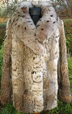 Luchskatzenstücken-Jacke mit Kragen aus luchsgefärbtem Fuchsfell (ca. vor 2000)