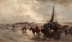 Flottmachen eines Fischerbootes von Gregor von Bochmann, 1888