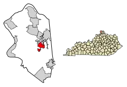 Lage von Union im Boone County und in Kentucky
