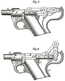 Borchardt-Luger Modell 1898, Bild aus der Patentschrift Nr. 17977 vom 3. Okt. 1898