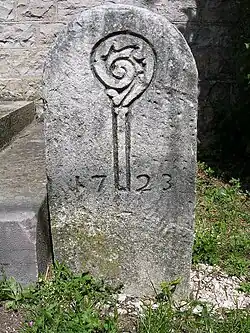 Grenzstein Abtei Tart, 1723