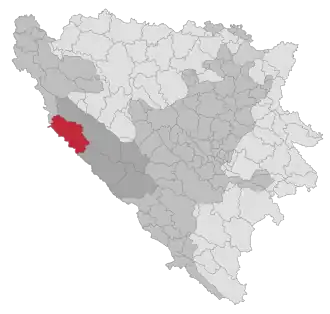 Lage der Gemeinde Bosansko Grahovo in Bosnien und Herzegowina (anklickbare Karte)