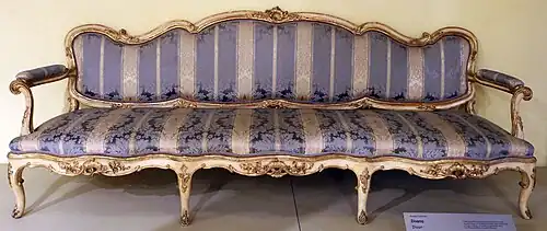 Divan, um 1750 ca., aus dem Ballsaal des Palazzo Sormani, Mailand