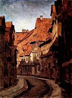 Um 1880, Gemälde von Carl Josef Alois Bourdet: Meinhardshof von Norden