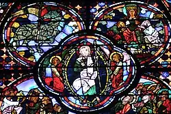 Christus in der Mandorla, Lamm Gottes (links), Ecclesia lactans (links)