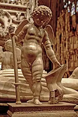 Putto auf dem Grabmal Philiberts des Schönen