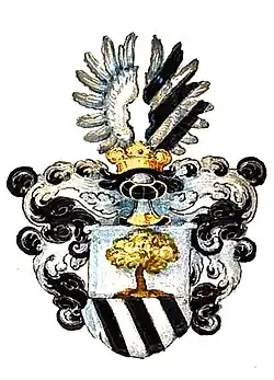 Wappen von Benno Friedrich Brand von Lindau, 1621 bei Aufnahme in der Fruchtbringenden Gesellschaft