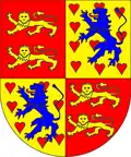 Das vereinigte Wappen der Fürstentümer Lüneburg und Braunschweig in gevierter Form im 14. Jahrhundert.