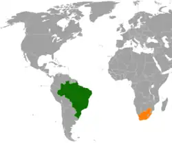 Lage von Brasilien und Südafrika