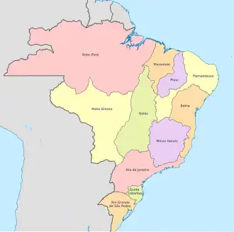 Kapitanat Minas Gerais, um 1750