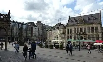 Südseite mit Schütting und Bankhaus Neelmeyer, links davon Baumwollbörse und Bürgerschaft