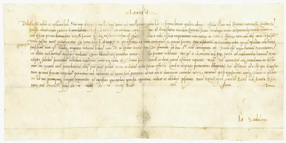 Cancellaresca im Breve geschrieben von Ludovico degli Arrighi 1513