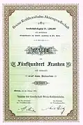 Gründeraktie vom 22. Februar 1892