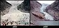 Rückgang des Briksdalsbreen, Aufnahmen in 2003 und 2008