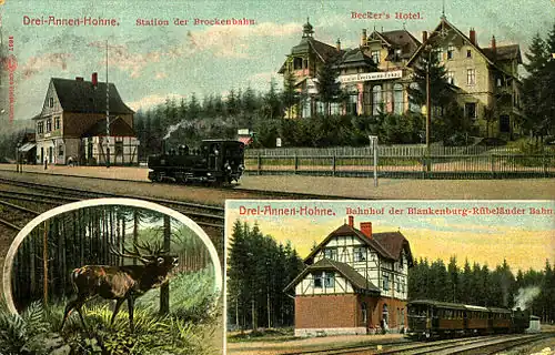 Nach 1907: Harzquerbahnhof vor Hotel und unterer Bahnhof
