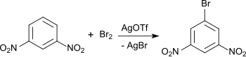 1-Brom-3,5-dinitrobenzol mit Silbertriflat