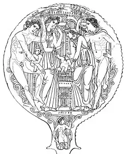 Menrva mit Helm, Tierfell und den Maris-Babys (325–300 v.&nbsp;Chr.)