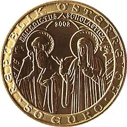 Benedikt u. Scholastika 50 Euro Gold (2002)