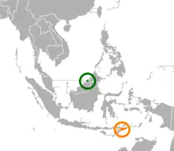 Lage von Brunei und Osttimor
