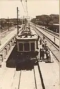 Ein Elektrozug 1930 bei der Station Sabunçu