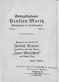li.: Pension Moritz um 1900; re.: Werbebroschüre für das „Gebirgskurhaus Pension Moritz“ (vor 1928)