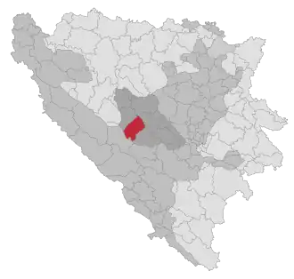 Lage der Gemeinde Bugojno in Bosnien und Herzegowina (anklickbare Karte)