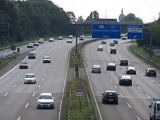 Die A 66 vor dem Nordwestkreuz aus Richtung Frankfurt