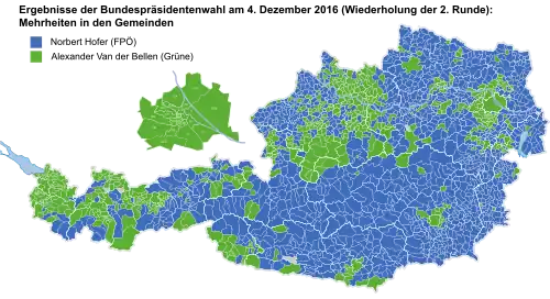 Mehrheitsverteilung auf Ebene der Gemeinden (ohne Briefwahlstimmen)