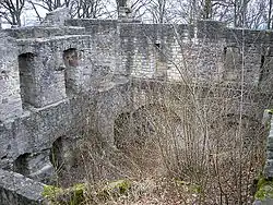 Teilansicht des Hauptgebäudes, Blick nach Nordwesten zum Torturm
