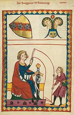Codex Manesse zwischen 1305 und 1315: Burggraf von Riedenburg