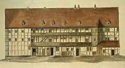 Die Hofseite der Bayernburse, um 1830