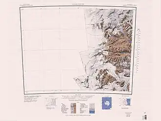 Kartenblatt Taylor Glacier von 1962 (Neuauflage 1988), Gondola Ridge ganz im Nordosten der Karte
