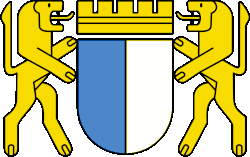 Wappen der Stadt Luzern mit Mauerkrone und Löwen als Schildhalter