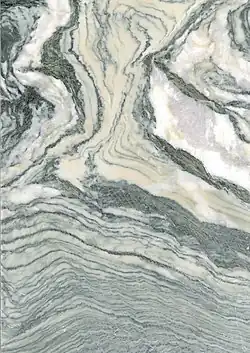 Cipollino Damascato, Silikatmarmor, Stazzema/Lucca in Italien, (Kreide), ca. 22 × 15 cm