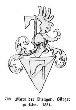 Wappen des Marx Gienger, Ulmer Patrizier 1531