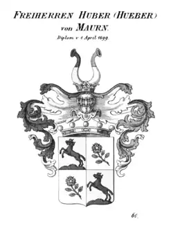 Wappen der Freiherren Huber von Maurn nach Konrad Tyroff
