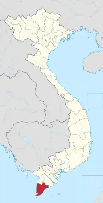 Karte von Vietnam mit der Provinz Tỉnh Cà Mau hervorgehoben