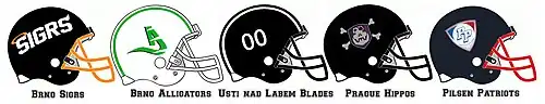 Helm Designs der Mannschaften der 2. Football Liga